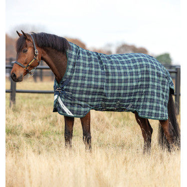Cobertura Horseware Rhino Wug 100g Verde aos quadrados / azul-marinho