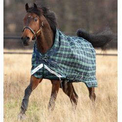 Cobertura Horseware Rhino Wug 100g Verde aos quadrados / azul-marinho