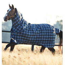 Capa Horseware Rhino Plus Turnout 0g Marinho xadrez / índigo Azul-marinho