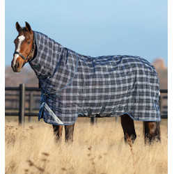 Capa Horseware Rhino Plus Turnout 0g Marinho xadrez / índigo Azul-marinho