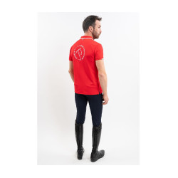 Polo Harcour Dranse homem Swiss Equestrian Friends Vermelho
