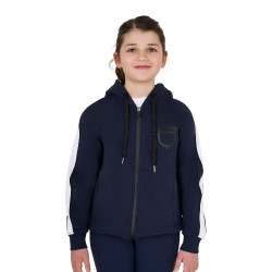 Sweatshirt infantil de algodão com capuz e zíper frontal Blazer marinho Azul-marinho