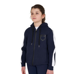 Sweatshirt infantil de algodão com capuz e zíper frontal Blazer marinho Azul-marinho