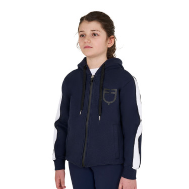 Sweatshirt infantil de algodão com capuz e zíper frontal Blazer marinho Azul-marinho
