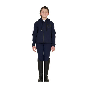 Sweatshirt infantil de algodão com capuz e zíper frontal Blazer marinho Azul-marinho