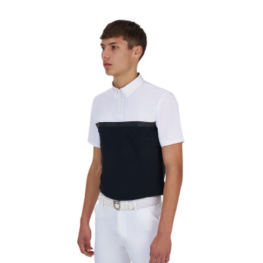 Polo de concurso masculino Equestro Ridertechnology manga curta e zíper