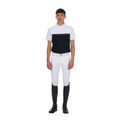 Polo de concurso masculino Equestro Ridertechnology manga curta e zíper