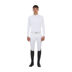 Pólo de concurso masculino Equestro Ridertechnology manga comprida botões