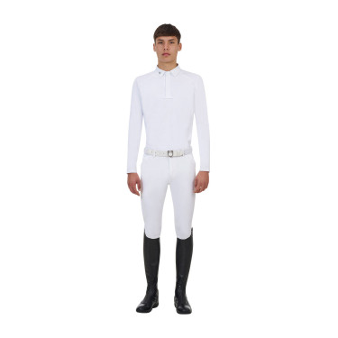 Pólo de concurso masculino Equestro Ridertechnology manga comprida botões