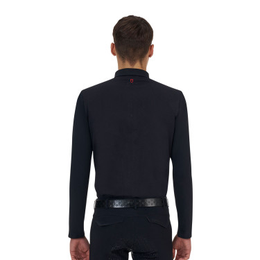 Polo de treino masculino Equestro Ridertechnology manga comprida com zíper