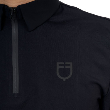Polo de treino masculino Equestro Ridertechnology manga comprida com zíper