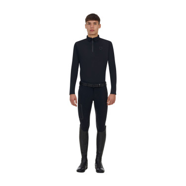 Polo de treino masculino Equestro Ridertechnology manga comprida com zíper