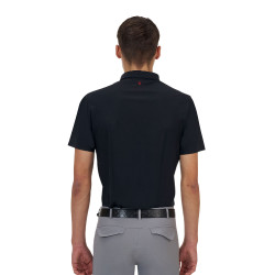 Polo de treino masculino Equestro Ridertechnology manga curta com fecho de correr