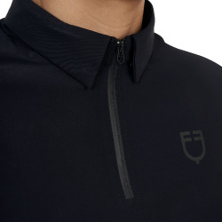 Polo de treino masculino Equestro Ridertechnology manga curta com fecho de correr