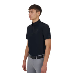 Polo de treino masculino Equestro Ridertechnology manga curta com fecho de correr