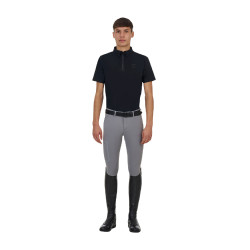 Polo de treino masculino Equestro Ridertechnology manga curta com fecho de correr