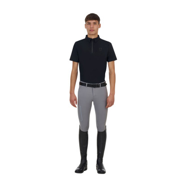 Polo de treino masculino Equestro Ridertechnology manga curta com fecho de correr