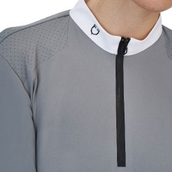 Polo de concurso feminino Equestro Ridertechnology manga comprida com zíper