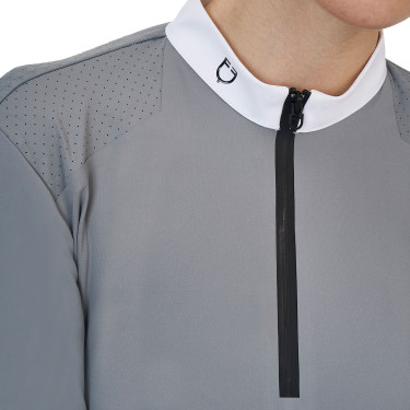 Polo de concurso feminino Equestro Ridertechnology manga comprida com zíper