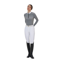 Polo de concurso feminino Equestro Ridertechnology manga comprida com zíper