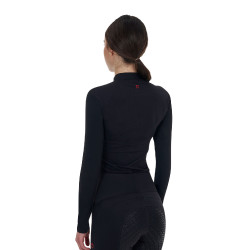Polo de treino feminino Equestro Ridertechnology manga comprida com fecho éclair