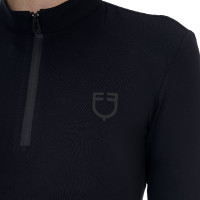Polo de treino feminino Equestro Ridertechnology manga comprida com fecho éclair