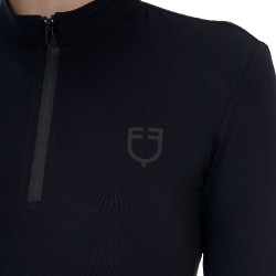 Polo de treino feminino Equestro Ridertechnology manga comprida com fecho éclair