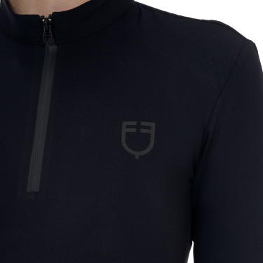 Polo de treino feminino Equestro Ridertechnology manga comprida com fecho éclair
