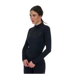 Polo de treino feminino Equestro Ridertechnology manga comprida com fecho éclair