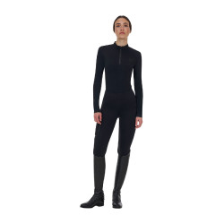 Polo de treino feminino Equestro Ridertechnology manga comprida com fecho éclair