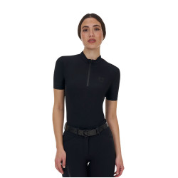 Polo de treino feminino Equestro Ridertechnology manga curta e fecho de correr