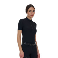 Polo de treino feminino Equestro Ridertechnology manga curta e fecho de correr Polo de treino feminino Equestro Ridertechnology manga curta e fecho de correr