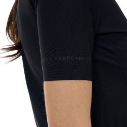 Polo de treino feminino Equestro Ridertechnology manga curta e fecho de correr