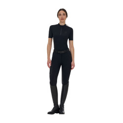 Polo de treino feminino Equestro Ridertechnology manga curta e fecho de correr