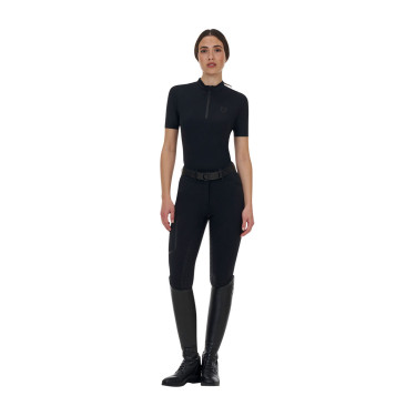 Polo de treino feminino Equestro Ridertechnology manga curta e fecho de correr