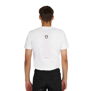 T-shirt de treino masculina em tecido técnico com microfuros Branco