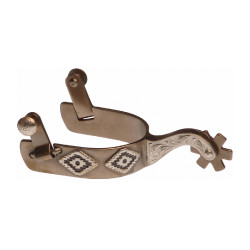 Esporas Western brunidas com decoração de losangos