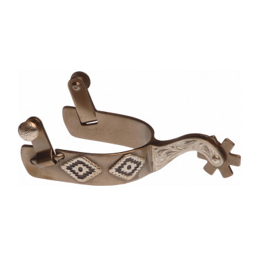 Esporas Western brunidas com decoração de losangos