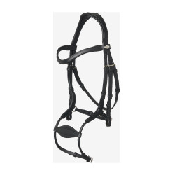 Bridão com muserola anatómica ajustável Arika preto/prata LeMieux