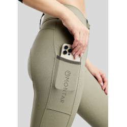 MoGaia Gun Metal Caviar, calças de montar com bolsos para telemóvel, branco F/G, Montar