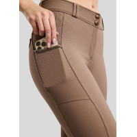 Calças de Montar MOVeronica Golden Quartz Crystaltape com bolsos para telemóvel Nougat Brown F/G Montar