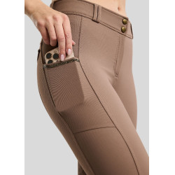 Calças de Montar MOVeronica Golden Quartz Crystaltape com bolsos para telemóvel Nougat Brown F/G Montar Calças de Montar MOVeronica Golden Quartz Crystaltape com bolsos para telemóvel Nougat Brown F/G Montar