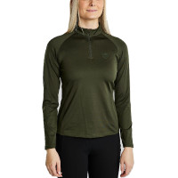 MoErica Polo de Inverno de Manga Comprida com Quarter Zip Dusty Rose Montar Oliva Verde