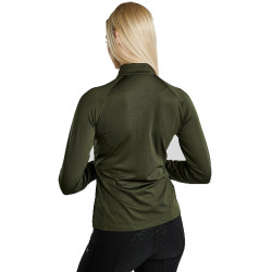 MoErica Polo de Inverno de Manga Comprida com Quarter Zip Dusty Rose Montar Oliva Verde