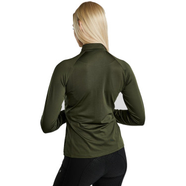 MoErica Polo de Inverno de Manga Comprida com Quarter Zip Dusty Rose Montar Oliva Verde