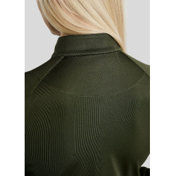 MoErica Polo de Inverno de Manga Comprida com Quarter Zip Dusty Rose Montar Oliva Verde