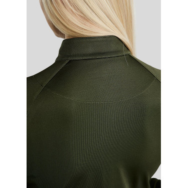 MoErica Polo de Inverno de Manga Comprida com Quarter Zip Dusty Rose Montar Oliva Verde