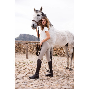 Calça Horze Grand Prix Pro com culote integral feminino Simples taupe Bege