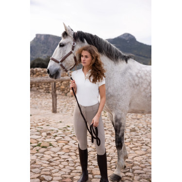 Calça Horze Grand Prix Pro com culote integral feminino Simples taupe Bege