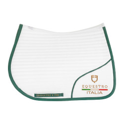 Manta de sela salto com logo bordado Equestro X Fise 100 Branco / verde sálvia profundo